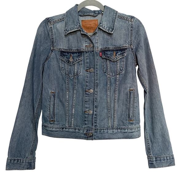 Levi’s Premium XS Trucker Jacket Denim Classic Light Wash normcore Y2K - Picture 1 of 7